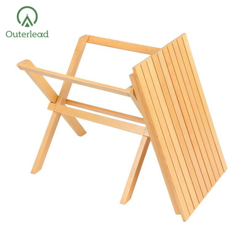 Camping Table for Grill Natural Color Wooden Folding Portable Wood Table Supplier
