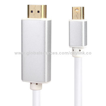 Mini DP to HDMI cable with aluminum shells both sides, supports 3D, 1080p, length customized