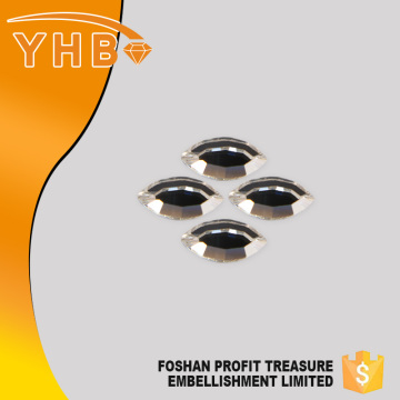 YHB China supplier good quality delicate beautiful shinning Navette glass strass hotfix rhinestones motif