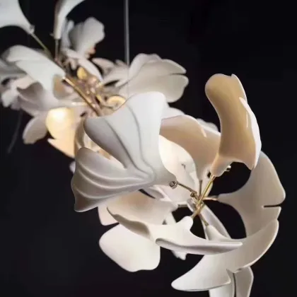 Luxury Ginkgo Leaf Ceramics Chandelier for Hotel Villa Interior Decoration