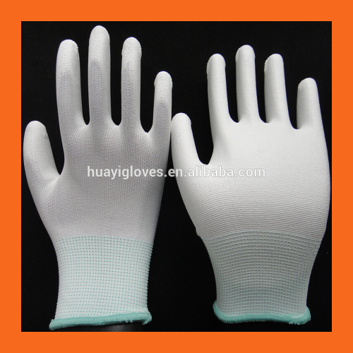 13 Gauge Cheap Nylon Seamless knitted PU Fit Gloves/ Safety Work Polyurethane Palm Dipped Gloves for Quality Control Inspection