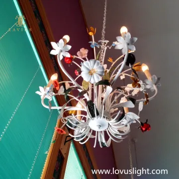 Colorful flower shape creative light luxury chandelier room restaurant custom decorative chandelier