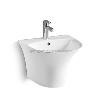 Modern Wall Hung Ceramic Face Basin One Piece Hang Lavabo for Bathroom