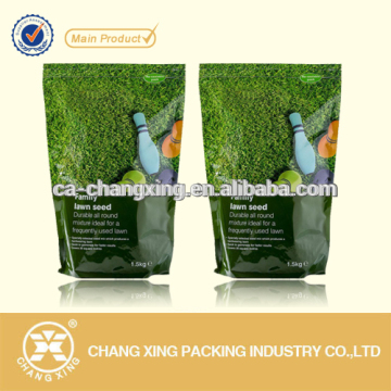 stand up lawn seed packaging bag with zipper