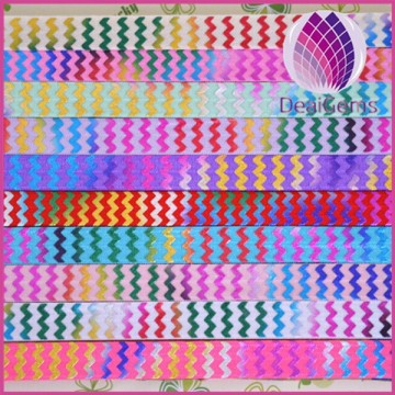 15mm wide neon color wave pattern elastic ribbon