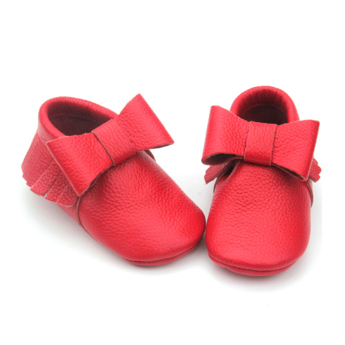 Làm bằng tay Giáng sinh Bé gái Party Bowknot Moccasins