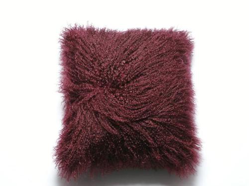 Coussin bouclé en fourrure d&#39;agneau mongol à poils longs