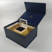 Caja de presentación magnética de lujo azul real