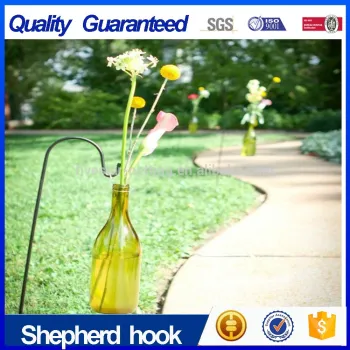 Single Shepherd Hook Art Glass Hanging Solar Lantern 48'' Shepherd Hook Won't Lean Over
