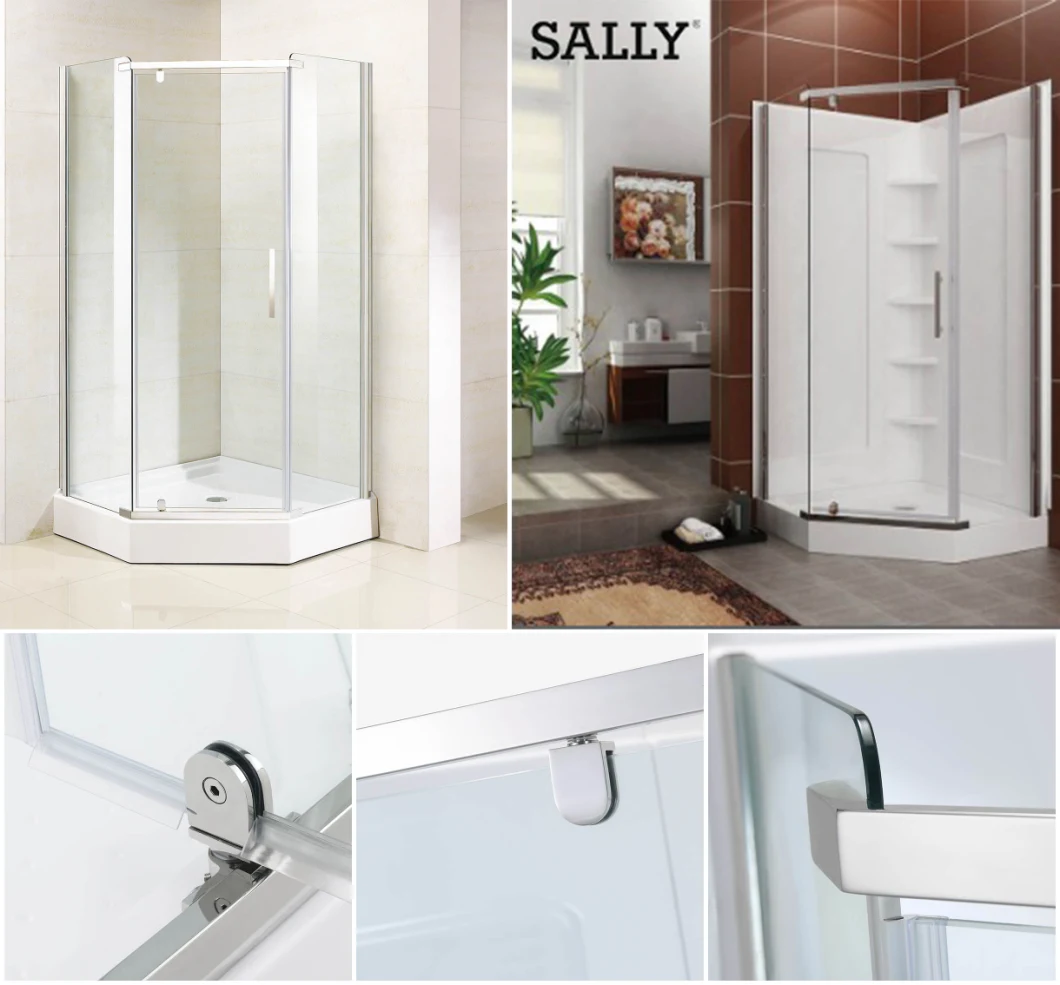 Sally Corner Neo Angle Bathroom 38 x 38 pouces Kit de douche enceinte charnière Porte de douche de douche