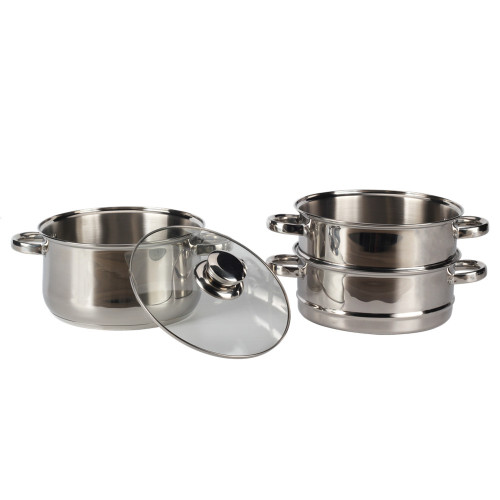 Silver Two Tiers Stainless Steel Steamer Pot