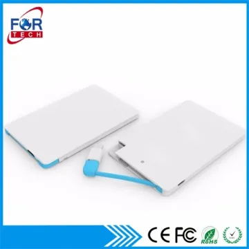 2017 Credit Card Sized Charger 2200mah Portable Power Bank with Micro USB Cable for iPhone and Android Phones