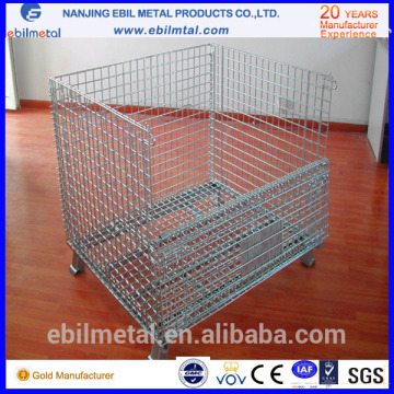 new folding stackable storage wire mesh basket container, made in China