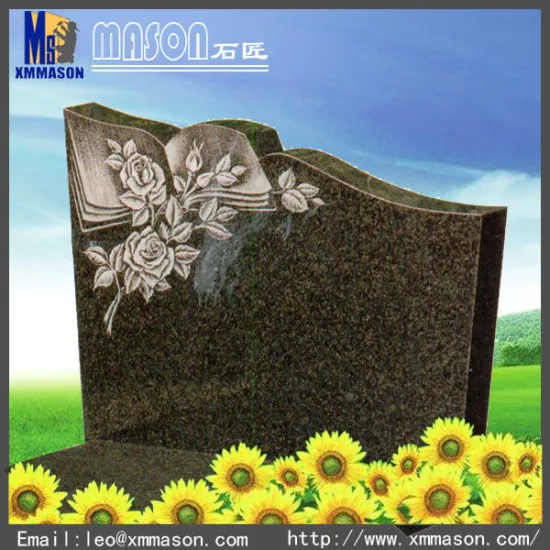 Granite headstone for graves with shadow carving