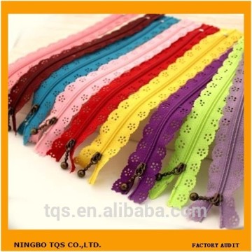 Fashion 3# 20cm Clothing Bag Close End Metal Zipper Puller Lace Nylon Zipper