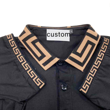 Cotton Collar Gown Down Jacket with Eco-friendly Jacquard Logo Ribbed Knit T-Shirt