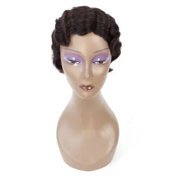Factory Wholesale Finger Wave Human Hair Wig With Lace Part