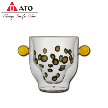 Modern Double Wall Glass simple leopard glass cup