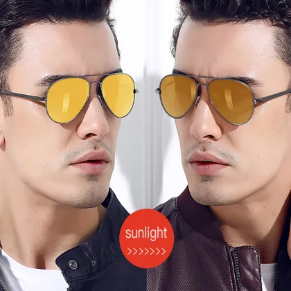 Night vision glasses yellow Photochromic men sunglasses pilot antiglare UV400 change color car driving chameleon eyewear