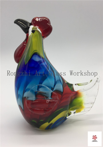 Colorful Rooster Glass Sculpture