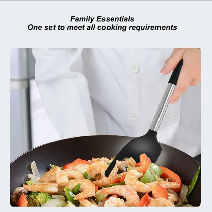 Stainless Steel Handle Silicone Kitchen Utensils Set - 15 Piece Cooking Tools Conjunto De Utensilios De Cozinha