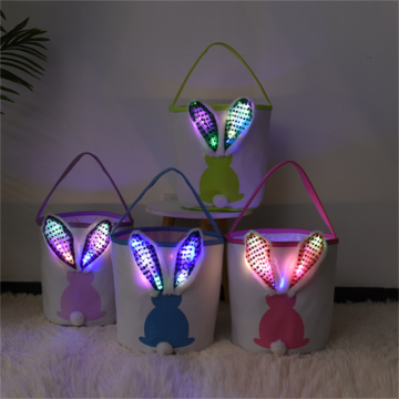 LED Light Phục sinh Bunny Basket Trang trí - Túi quà tặng ngày lễ với tai thỏ dài
