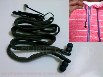 collar earphone drawstrings headphone for clothes waterproof