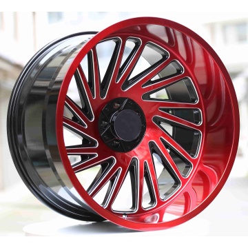 Ruedas con borde fresado negro y rojo de 24 pulgadas