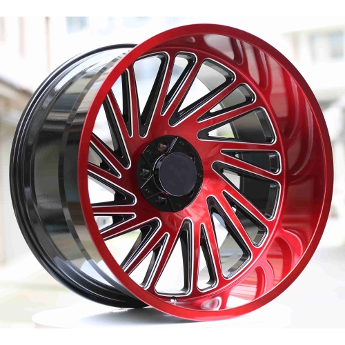 Ruedas con borde fresado negro y rojo de 24 pulgadas