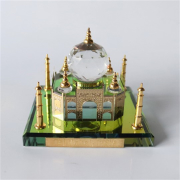 Modèle Taj Mahal en verre cristallin plaqué or - Souvenirs et cadeaux indiens
