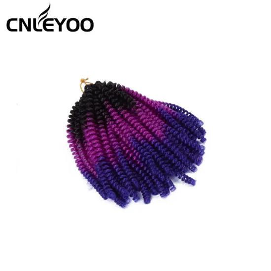 2021 Purple Color Spring Twist Crochet Hair 60 Roots 8 Inch 10Inch Bomb Spring Twist Pre-Looped Crochet Braids For Beauty