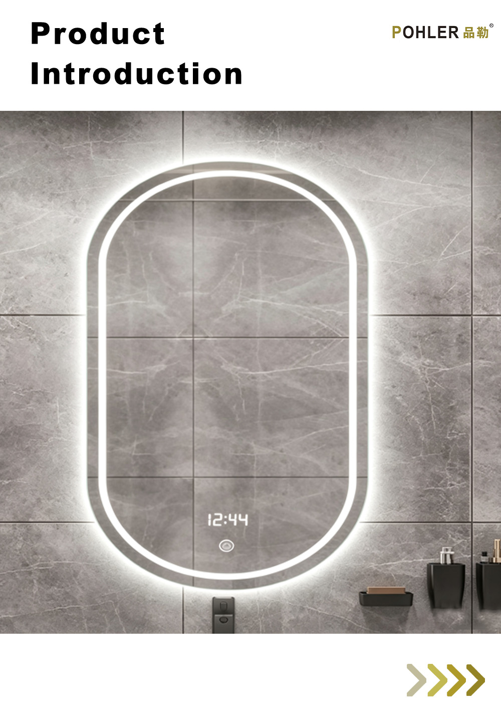 D048 Oval Double Ring LED Mirror X