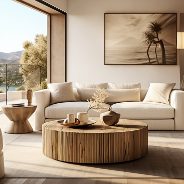 Space-Saving Nature Wooden Coffee Table Sets: Mrs. Woods' Elegant Oval and Round Large Designs for Your Living Room