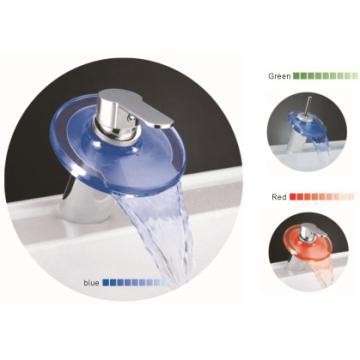Glass LED waterfall Basin  Mixer