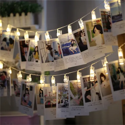 DIY Wedding Party Decoration: LED Fairy Lights & Photo Clip String Lights