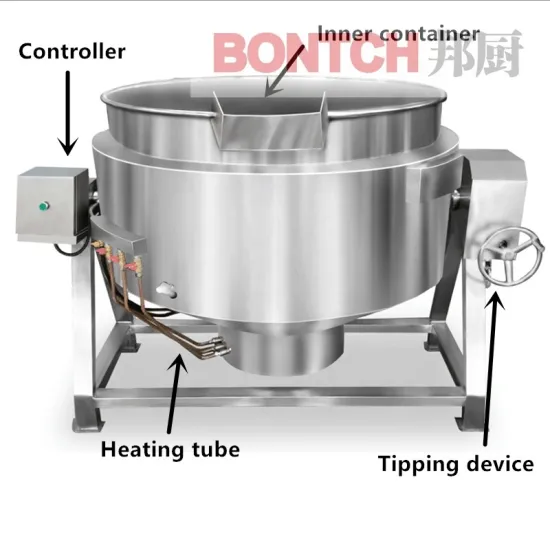 Industrial stainless steel steam heating cooking pots