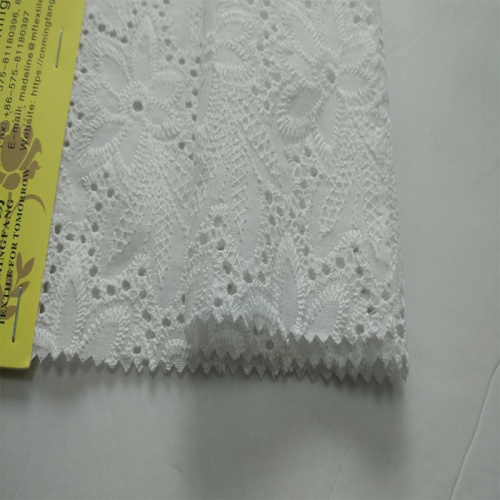 Breathable Cotton Fabric Eco-friendly 100% cotton eyelet embroidery lace fabric Factory