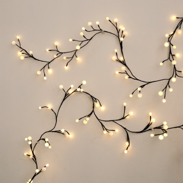 2022 2.5m 72 LED عيد الميلاد حديقة الديكور مصغرة الكرة الكروم كروم راتان شجرة فرع LED Fairy String Light