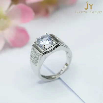 Wholesale Men's Jewelry: Topaz, Square Diamond, Zircon Charm, and Precious Stone Gemstone Rings