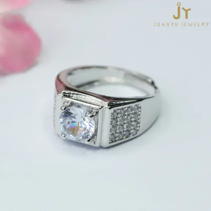 Wholesale Men's Jewelry: Topaz, Square Diamond, Zircon Charm, and Precious Stone Gemstone Rings
