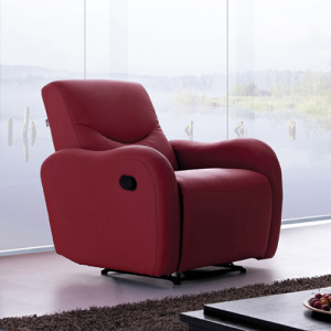 Multi-function Recliner Headrest Single Red Leather Sofa