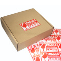 Red color warning label Fragile label sticker