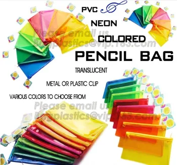 plastic clear transparent color pvc zipper pencilcase/pencil bag, New funny stationery eco friendly pvc plastic soft red pencil