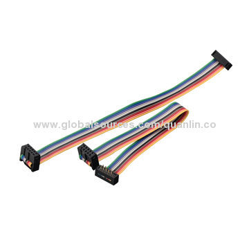IDC 2.54mm pitch UL 1007 22AWG ribbon cable assembly, RoHS Directive-compliant