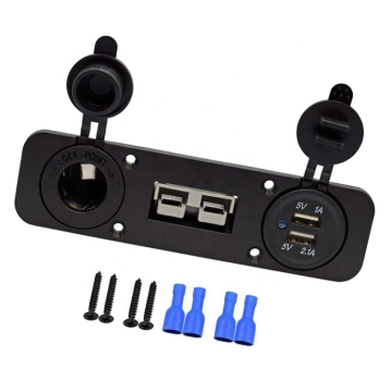 50A Anderson Plug Socket with Double USB Charger and Cigarette Lighter for Caravan, Camper, Boat, Truck