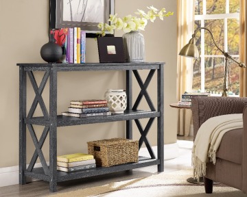 2 Tier Reclaimed Charcoal Mordern Wooden Foyer Console Table