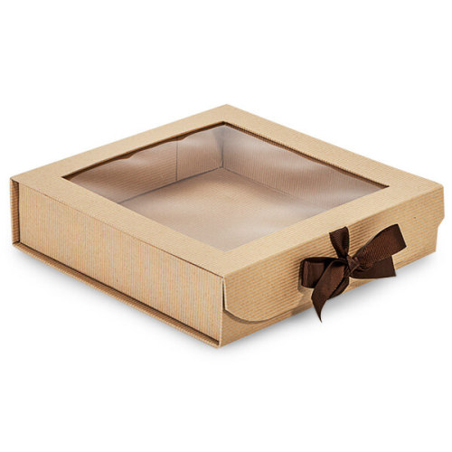 Cheap foldable flat cardboard gift box with window