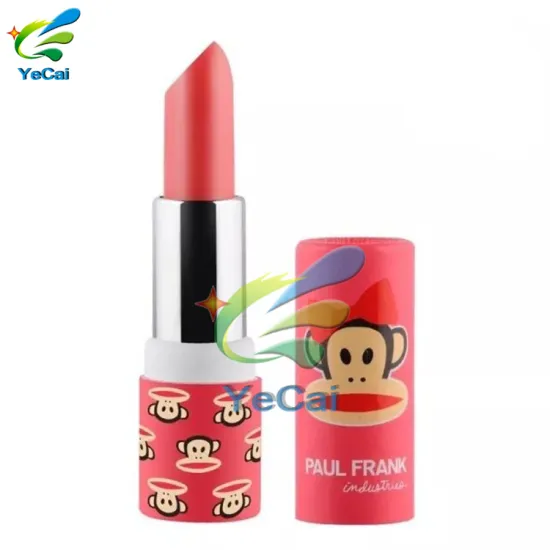 Custom printed logo and design yellow leather pink lipstick tube luxury slim lipstick tube