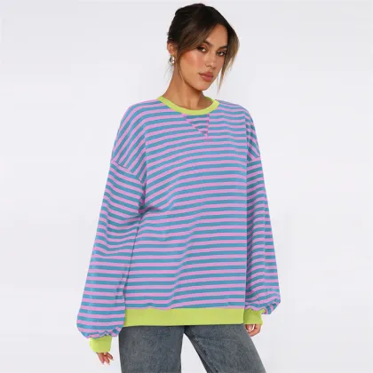 2024 Women's Loose Casual Striped Sweatshirt