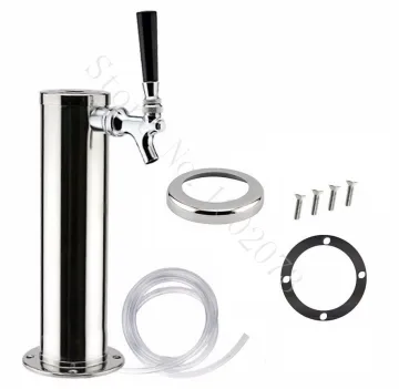 KegWorks Single Tap Chrome Draft Beer Kegerator Tower - 2 1/2" Diameter Homebrew